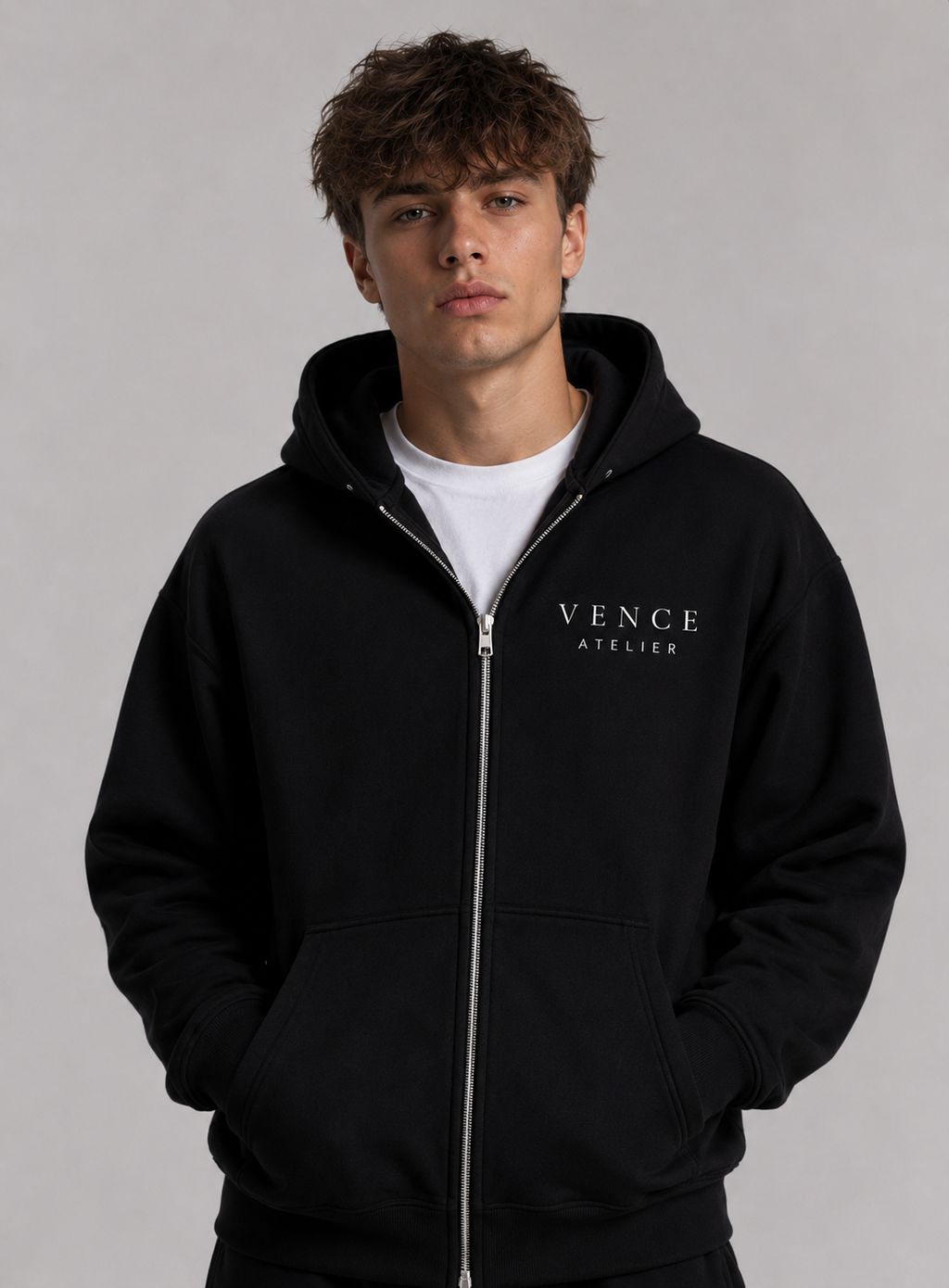 Black zip-up hoodie