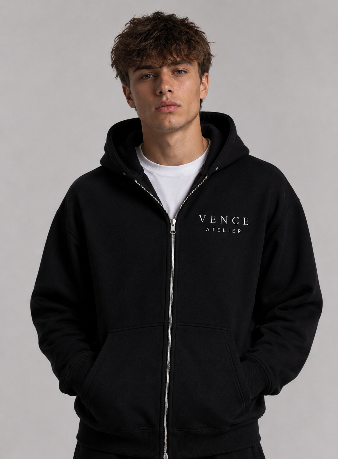 Black zip-up hoodie
