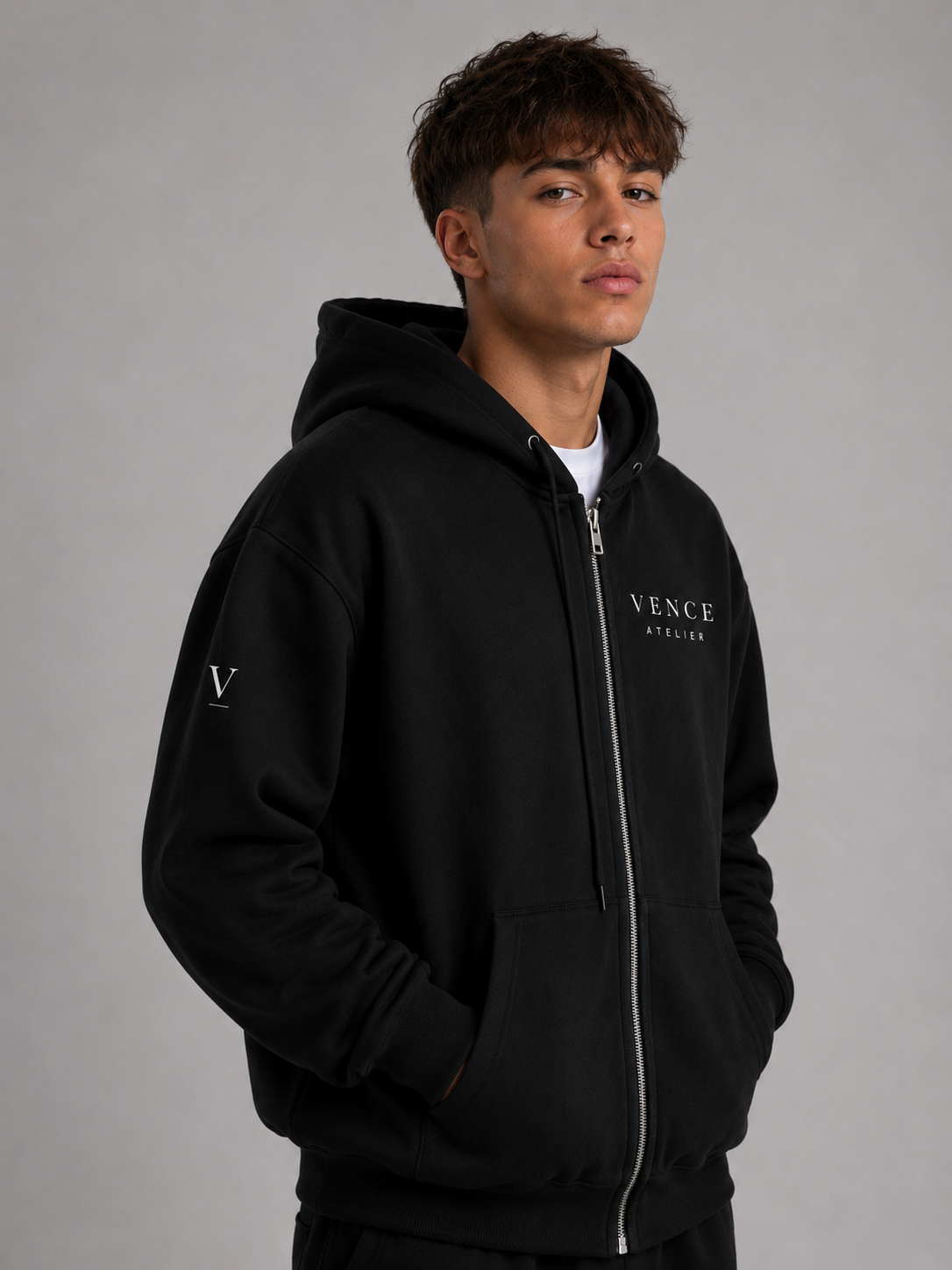 Black zip-up hoodie